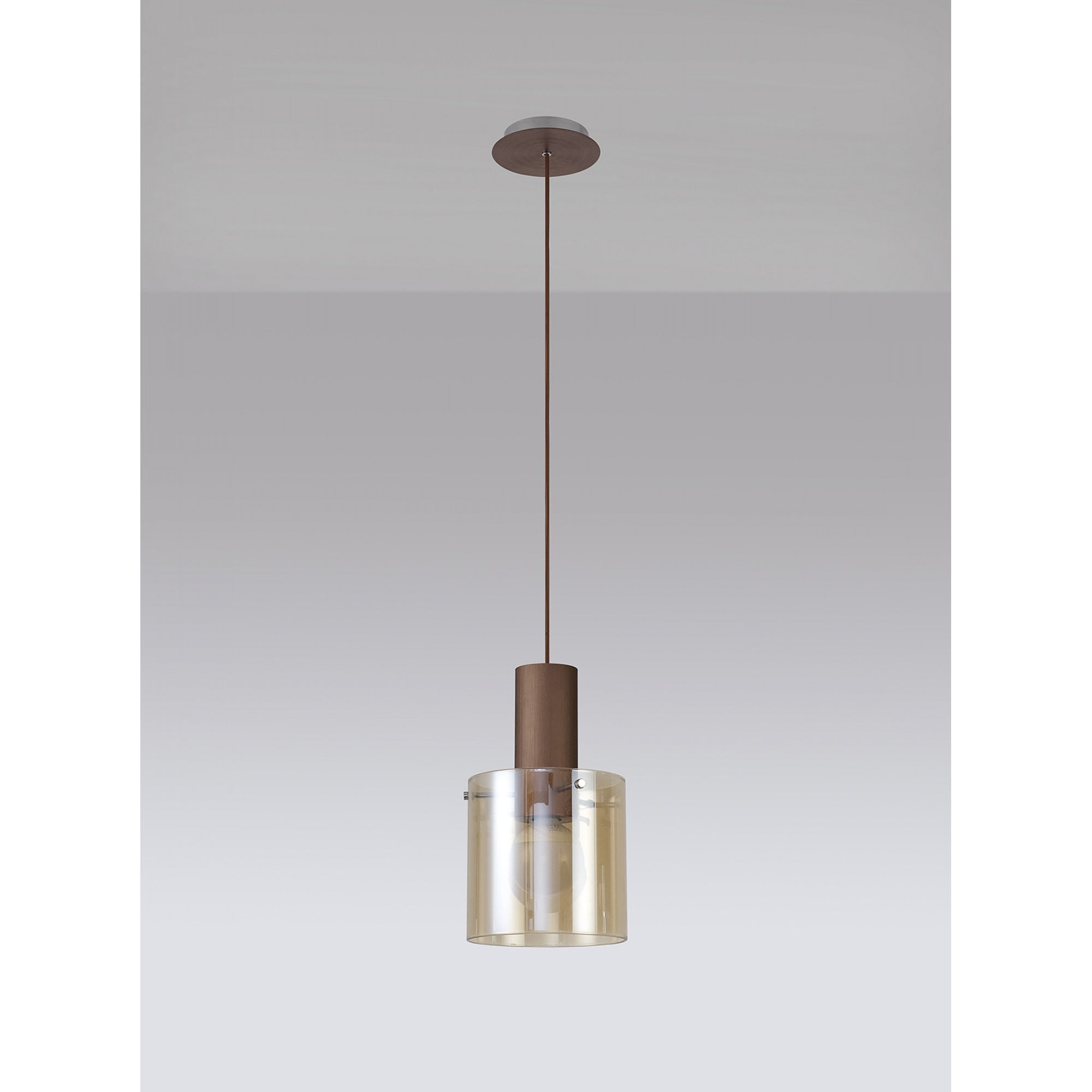 Fabula Kendon Single Adjustable Pendant - Mocha & Amber Glass