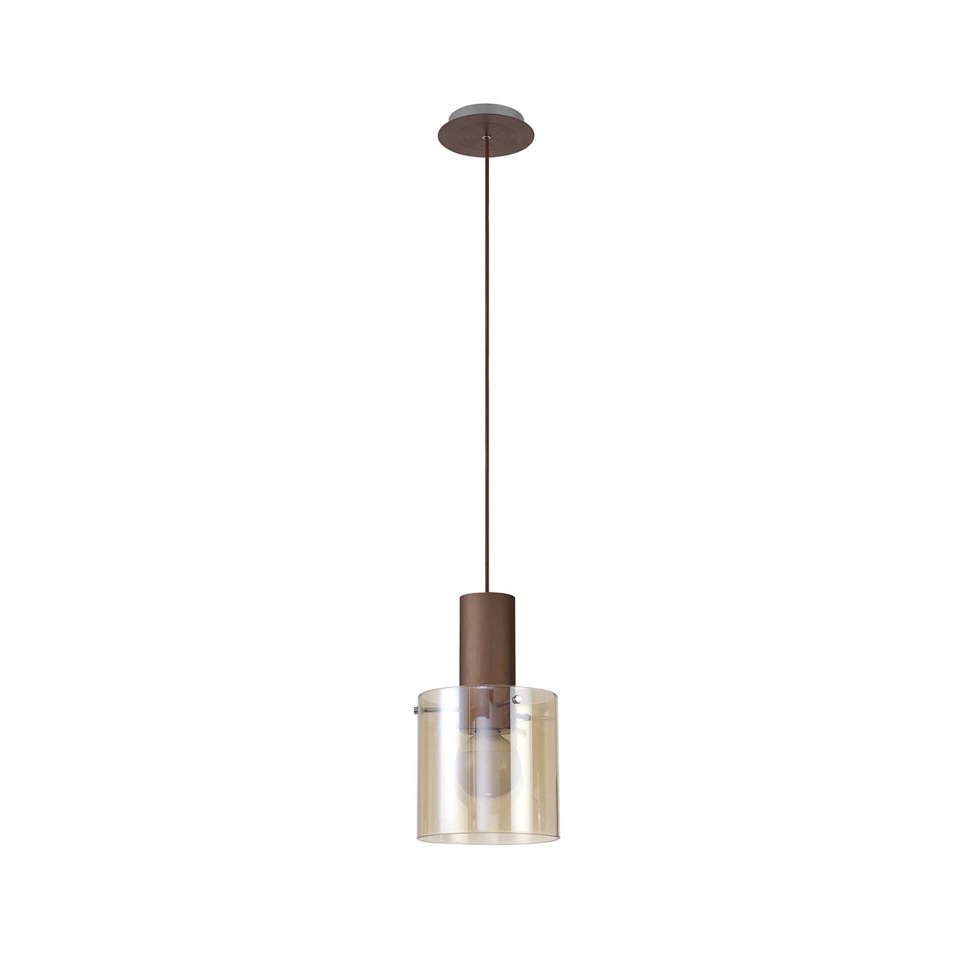 Fabula Kendon Single Adjustable Pendant - Mocha & Amber Glass