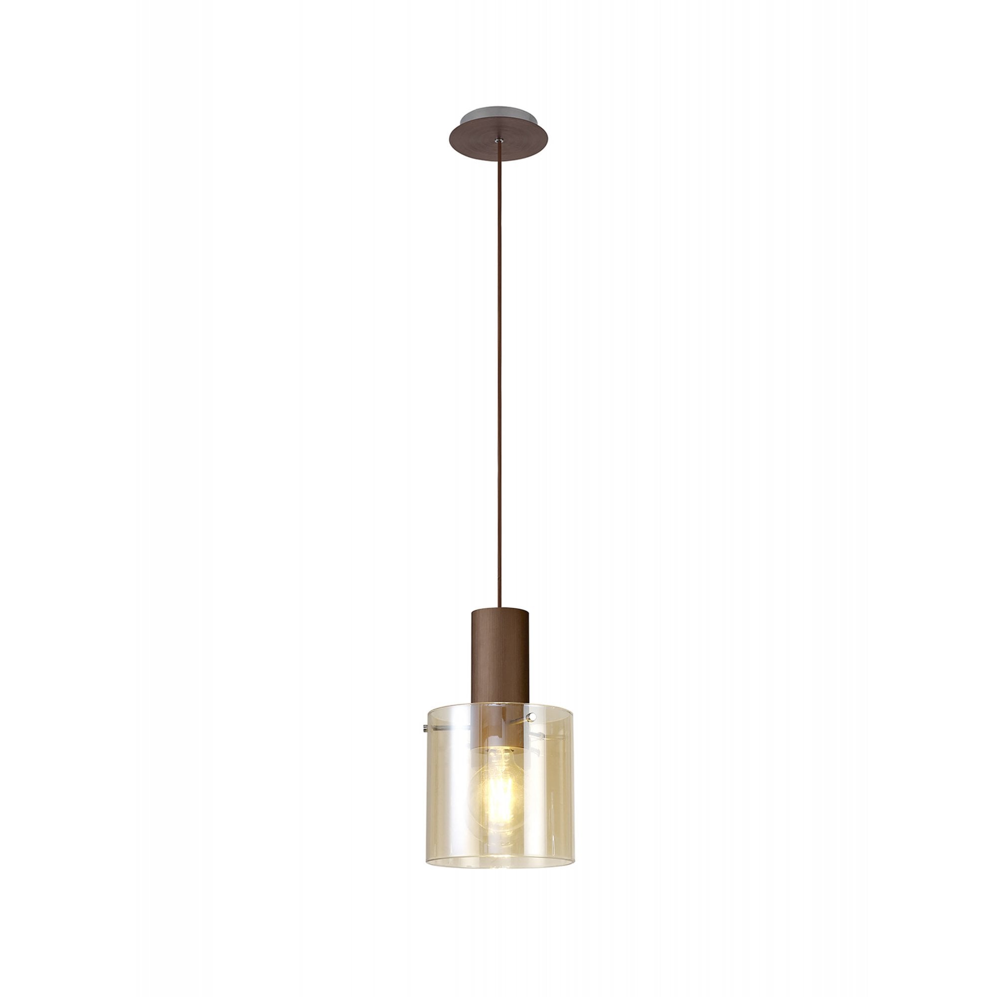 Fabula Kendon Single Adjustable Pendant - Mocha & Amber Glass