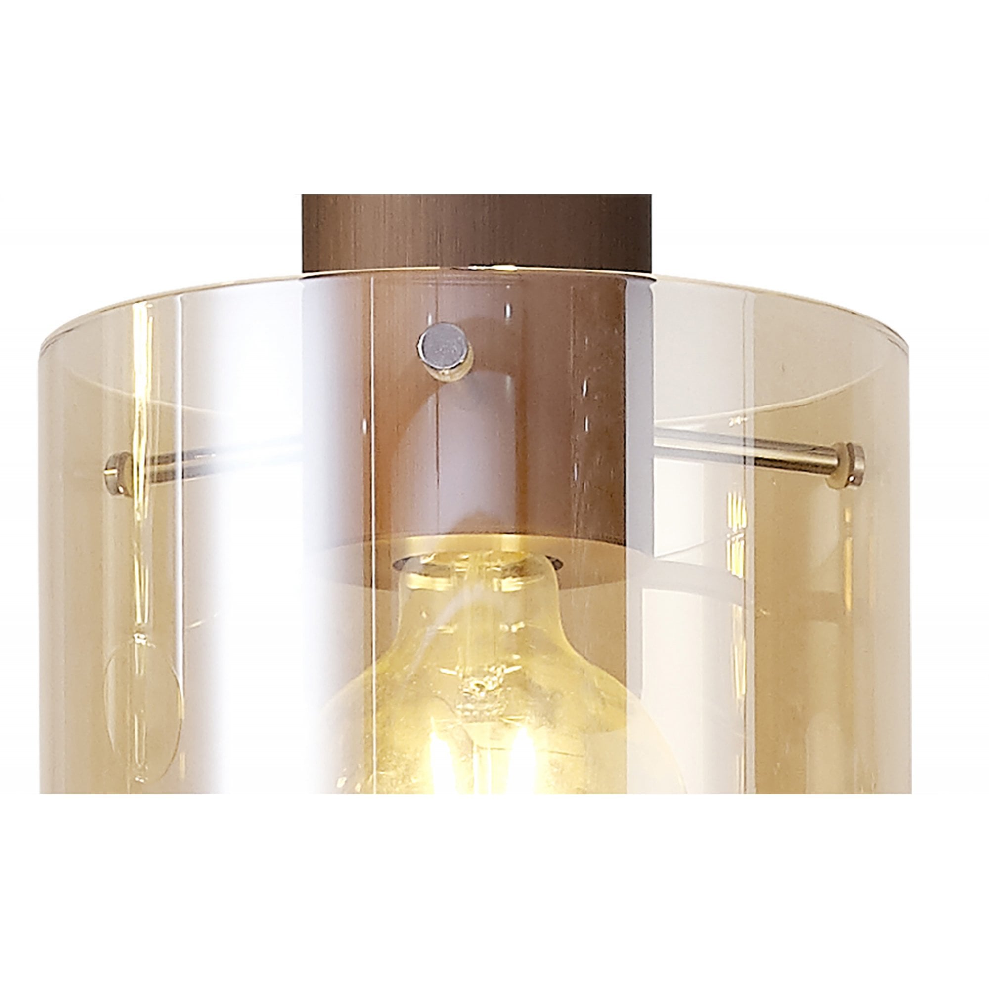 Fabula Kendon Adjustable 3 Light Linear Pendant - Mocha & Amber Glass