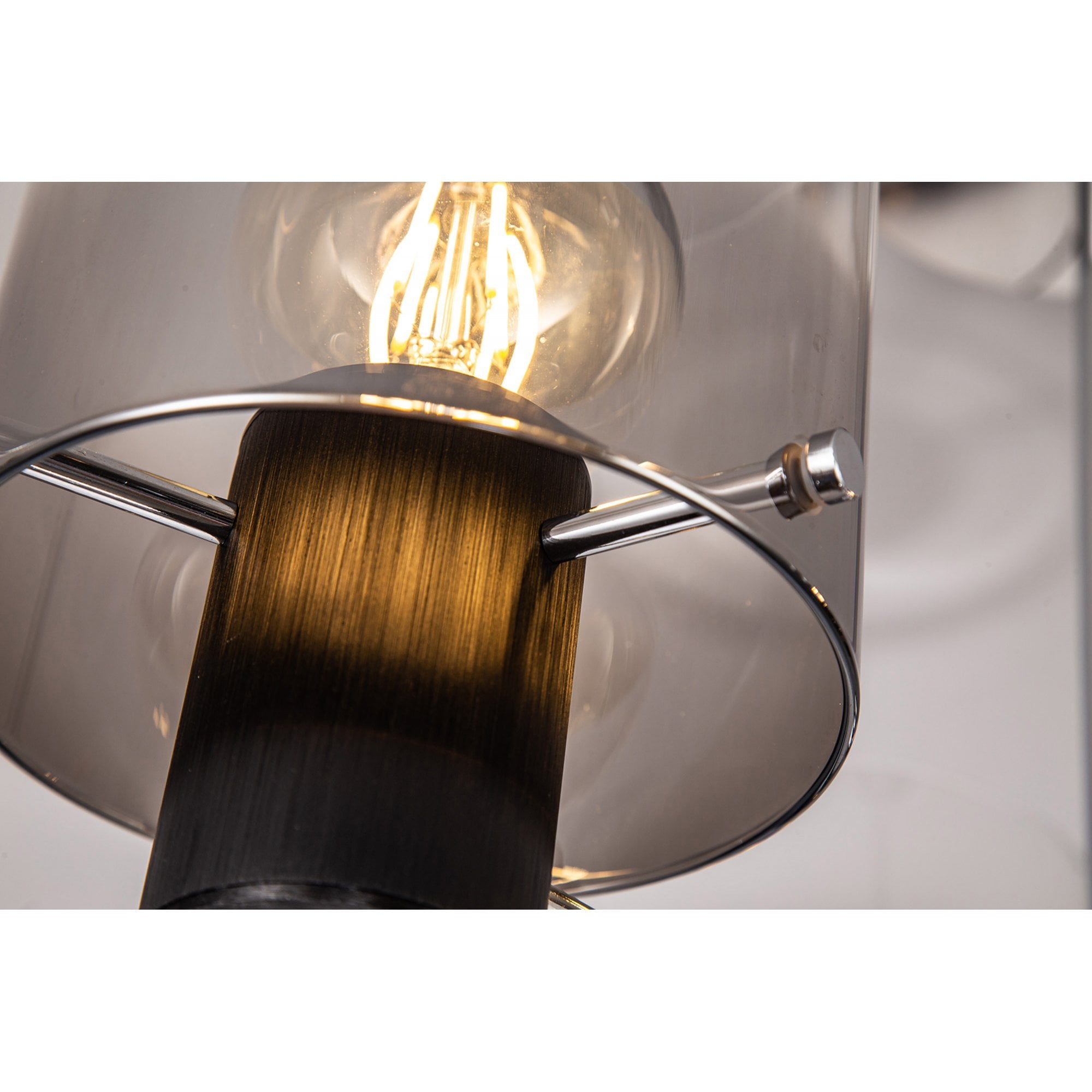 Fabula Kendon 3 Light Semi-Flush Light - Black & Smoke Fade Glass