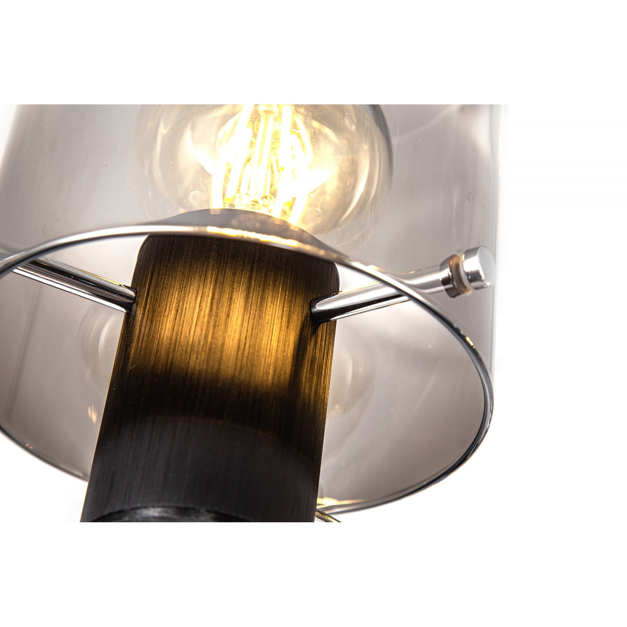 Fabula Kendon 3 Light Semi-Flush Light - Black & Smoke Fade Glass