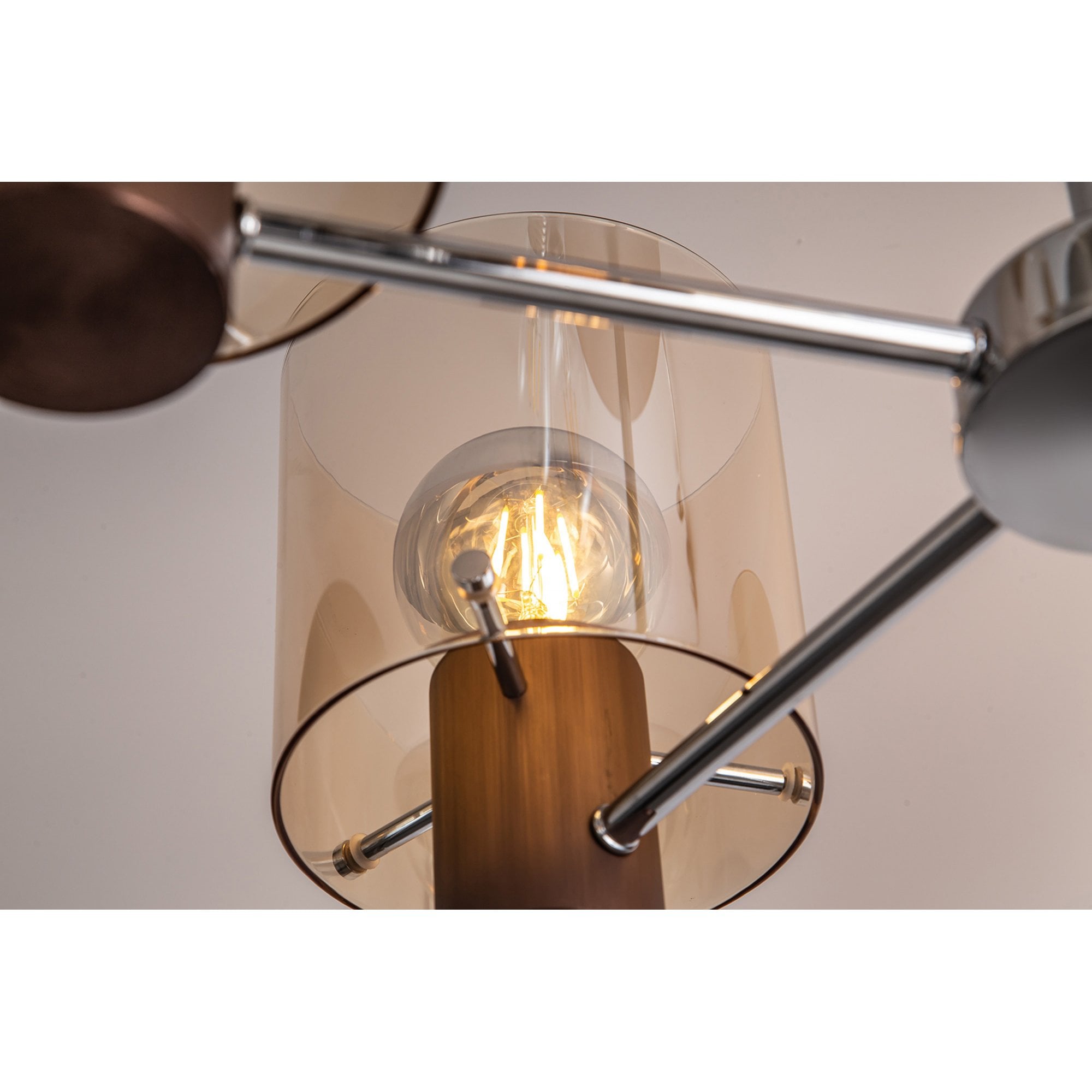Fabula Kendon 5 Light Semi-Flush Light - Mocha & Amber Glass