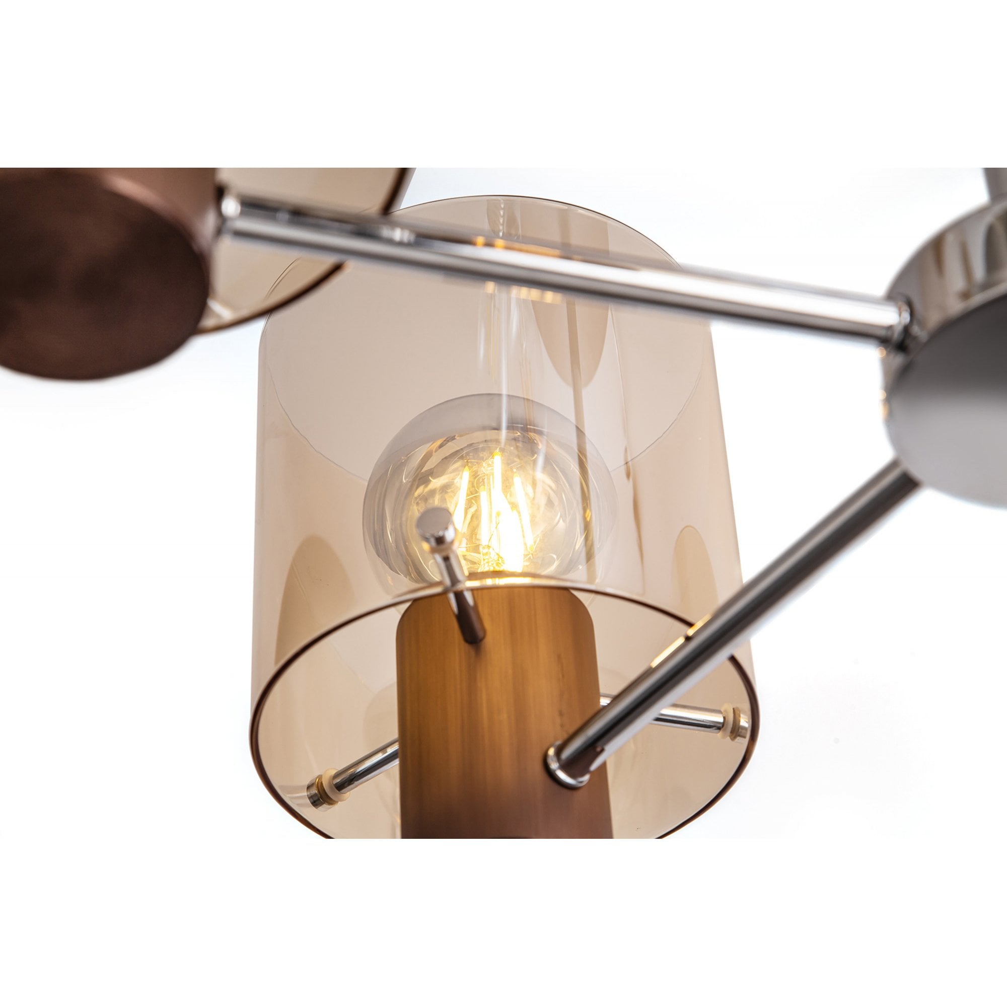 Fabula Kendon 5 Light Semi-Flush Light - Mocha & Amber Glass