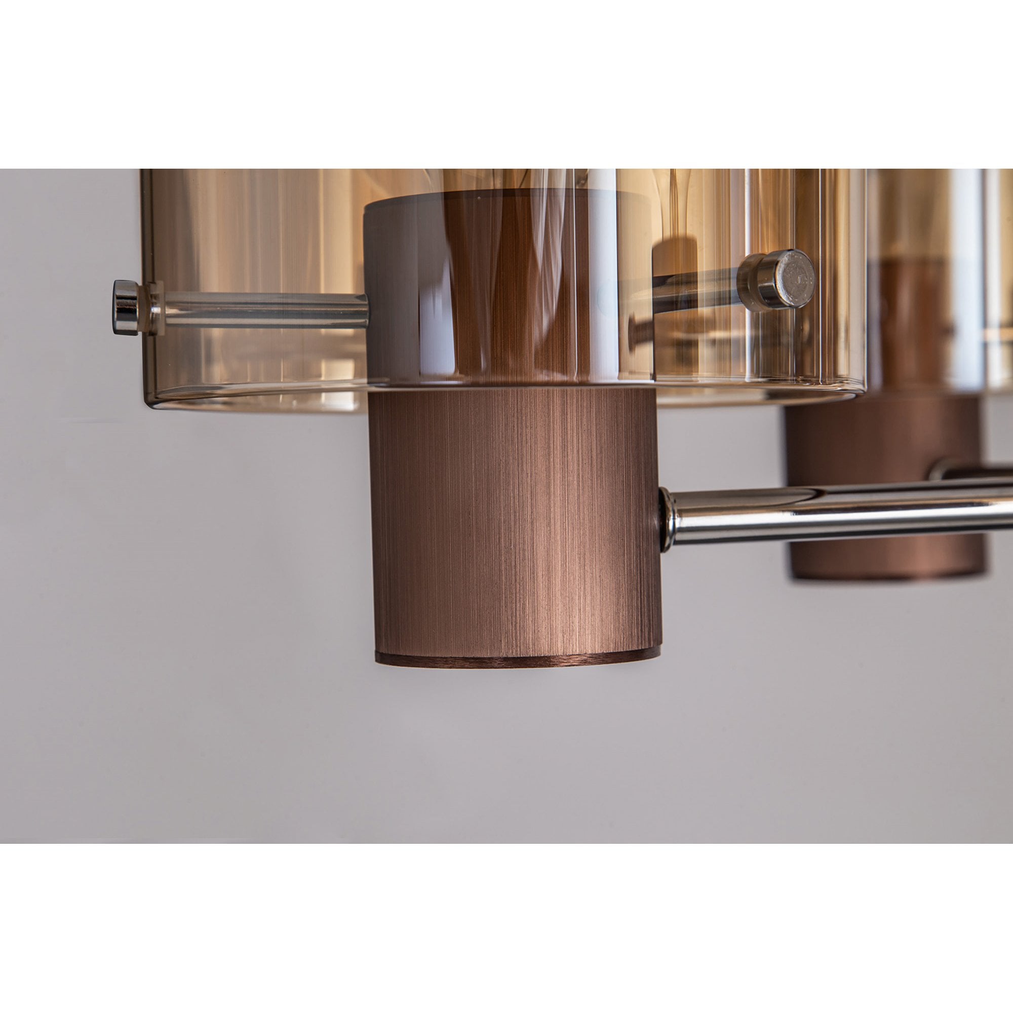 Fabula Kendon 5 Light Semi-Flush Light - Mocha & Amber Glass