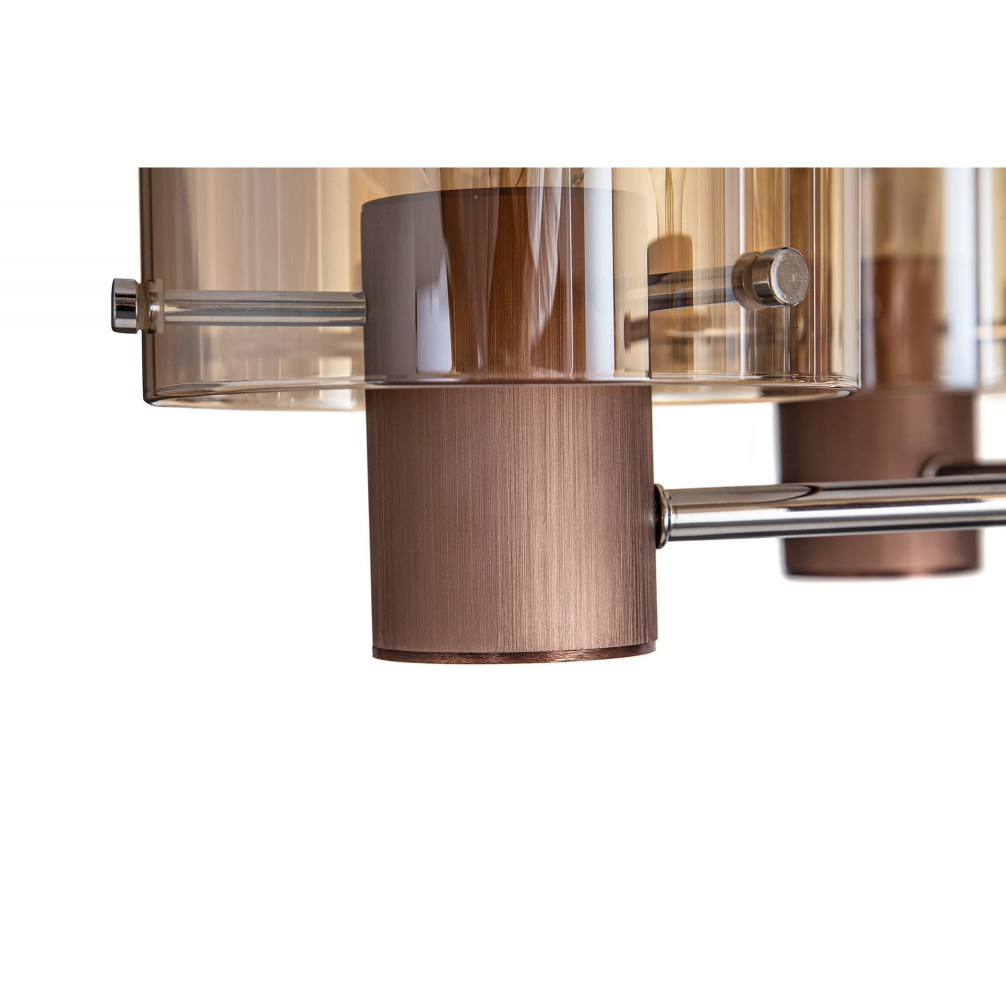 Fabula Kendon 5 Light Semi-Flush Light - Mocha & Amber Glass