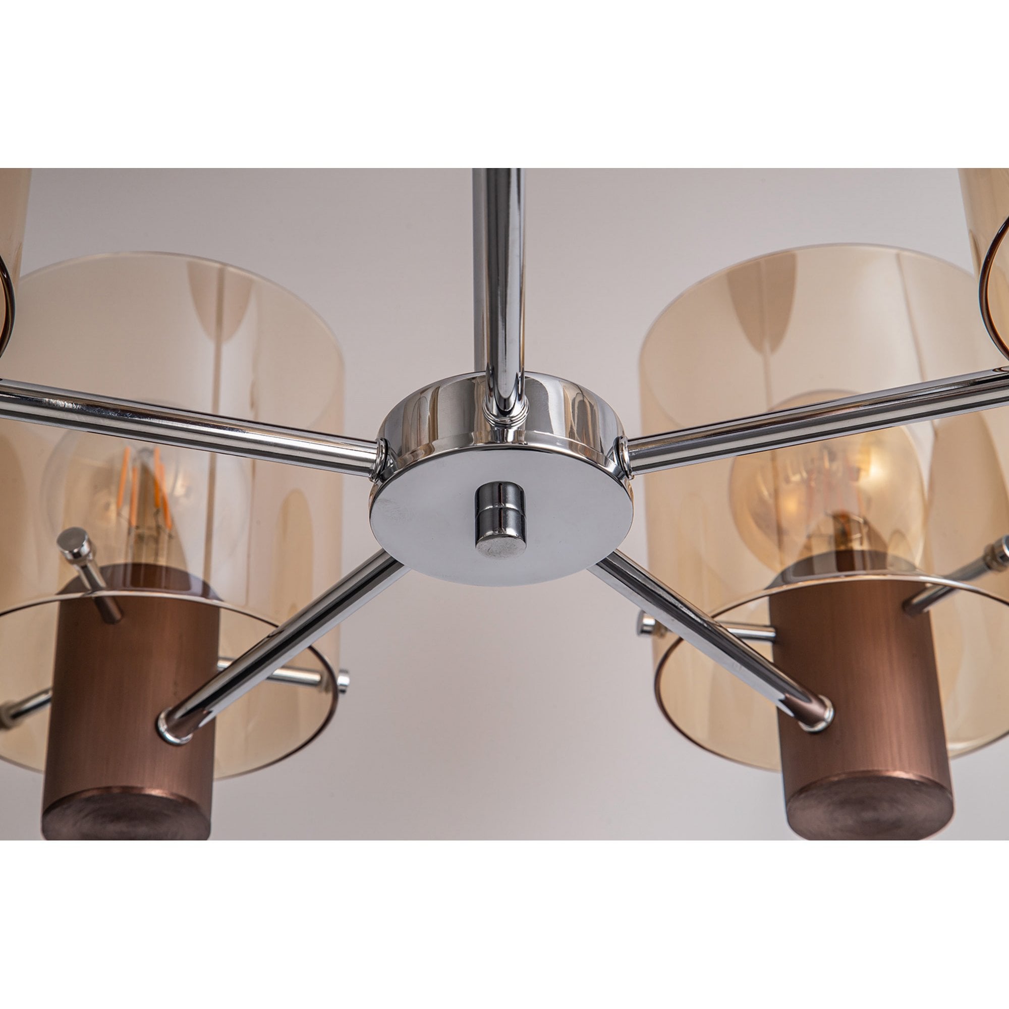 Fabula Kendon 5 Light Semi-Flush Light - Mocha & Amber Glass