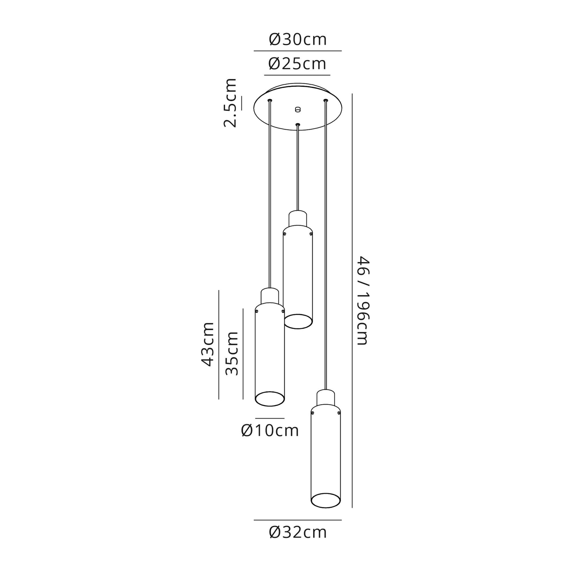 Fabula Kingfisher Adjustable 3 Light Round Pendant - Black & Smoke Fade Glass