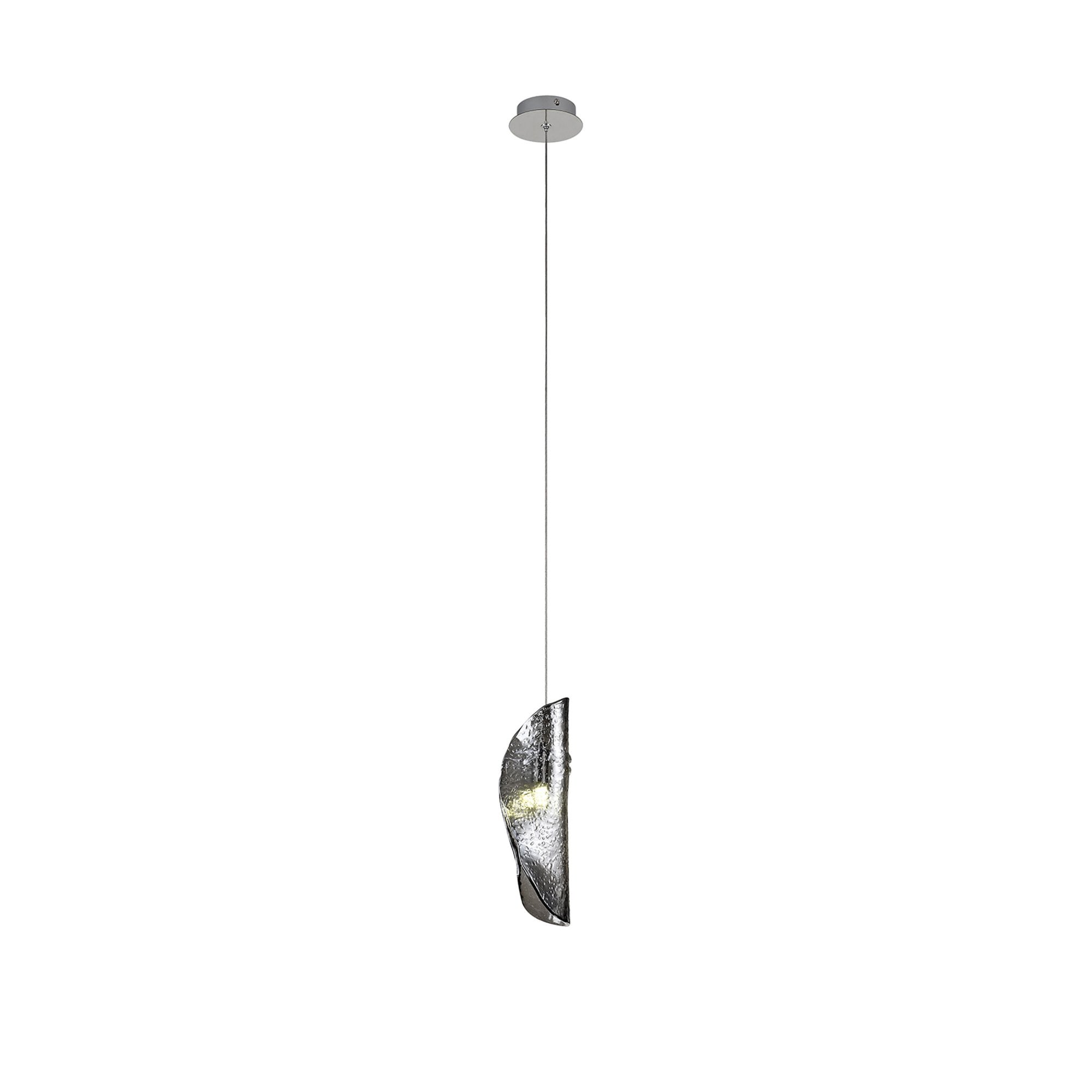 Fabula Chandos Single Pendant - Polished Chrome & Smoked Glass
