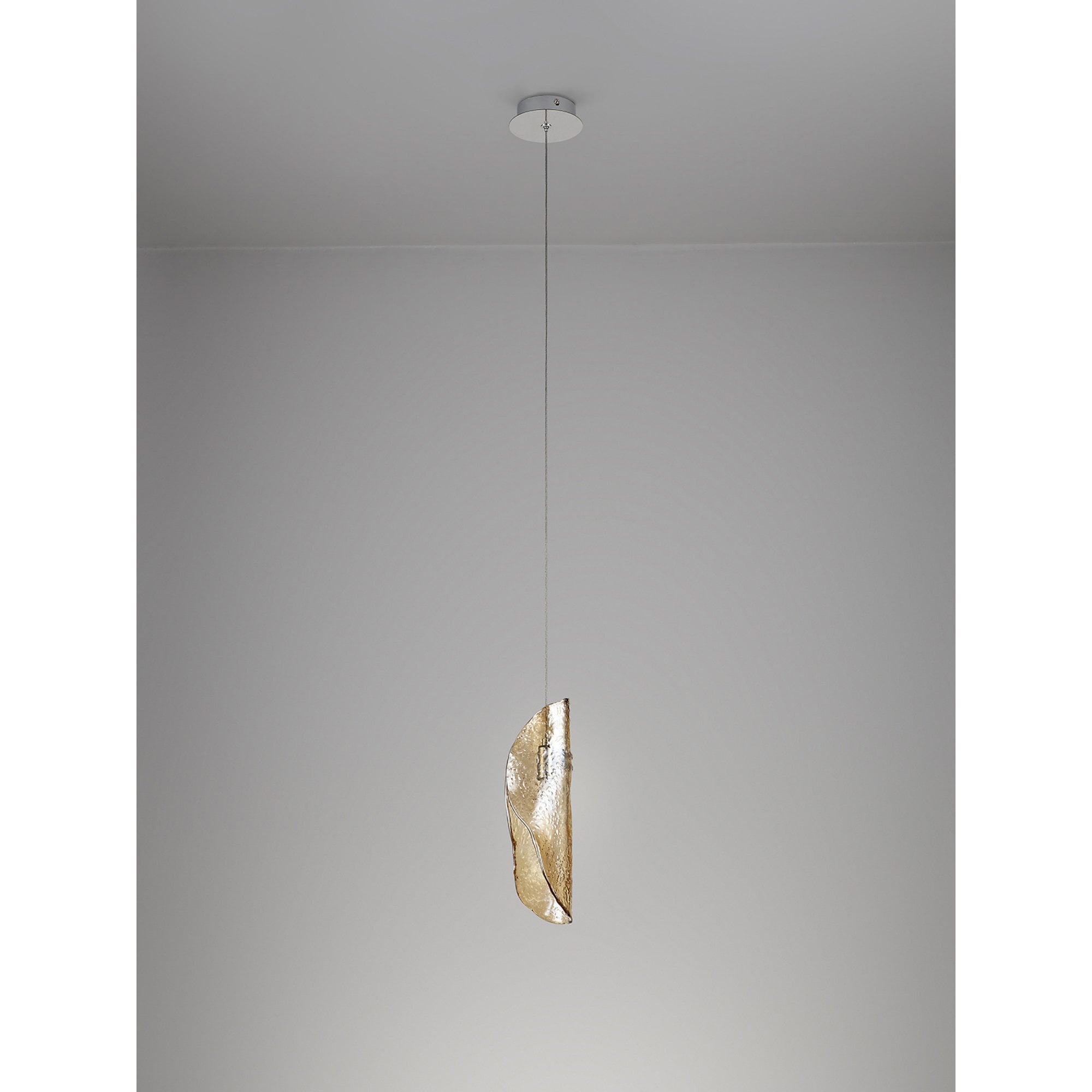 Fabula Chandos Single Pendant - Polished Chrome & Amber Glass