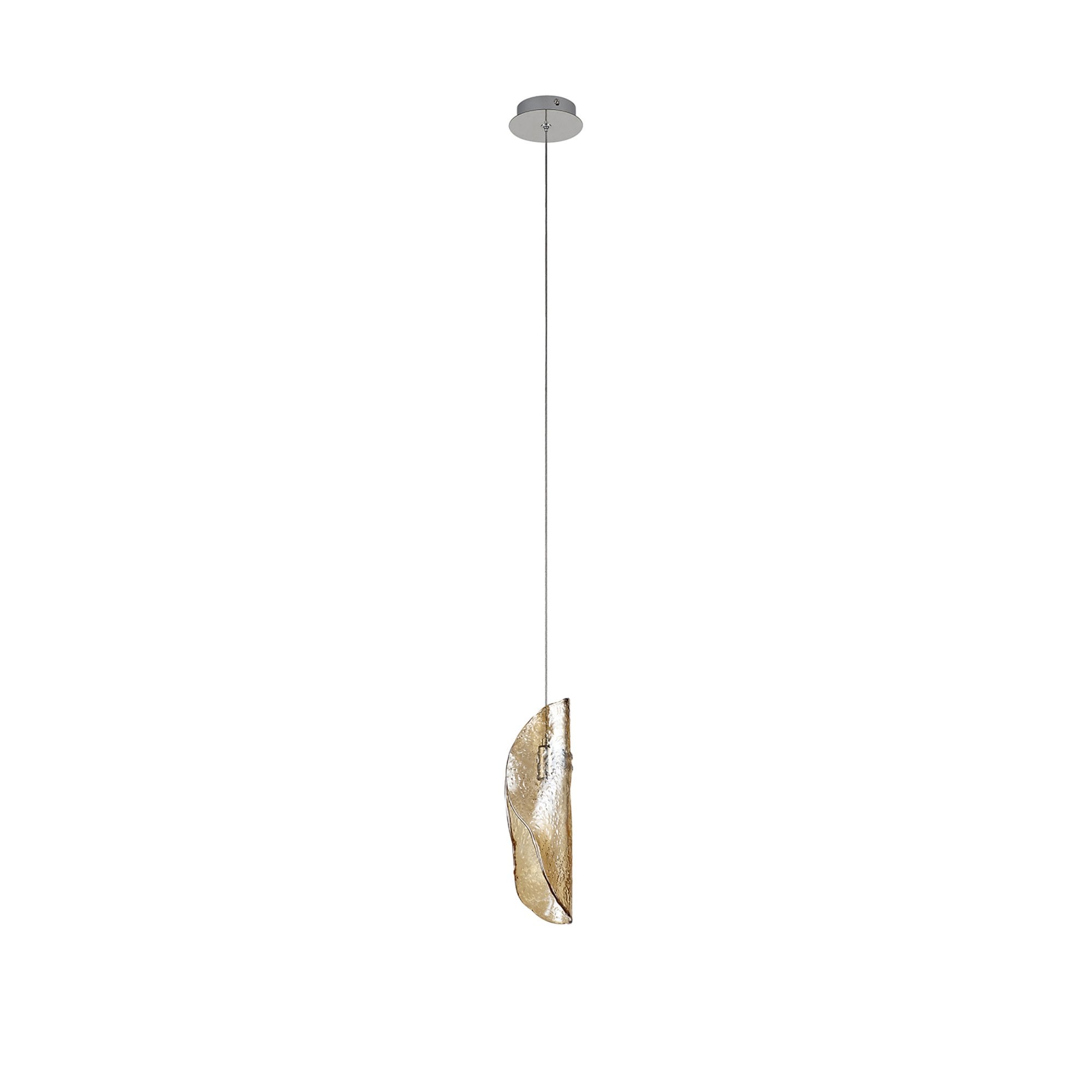 Fabula Chandos Single Pendant - Polished Chrome & Amber Glass