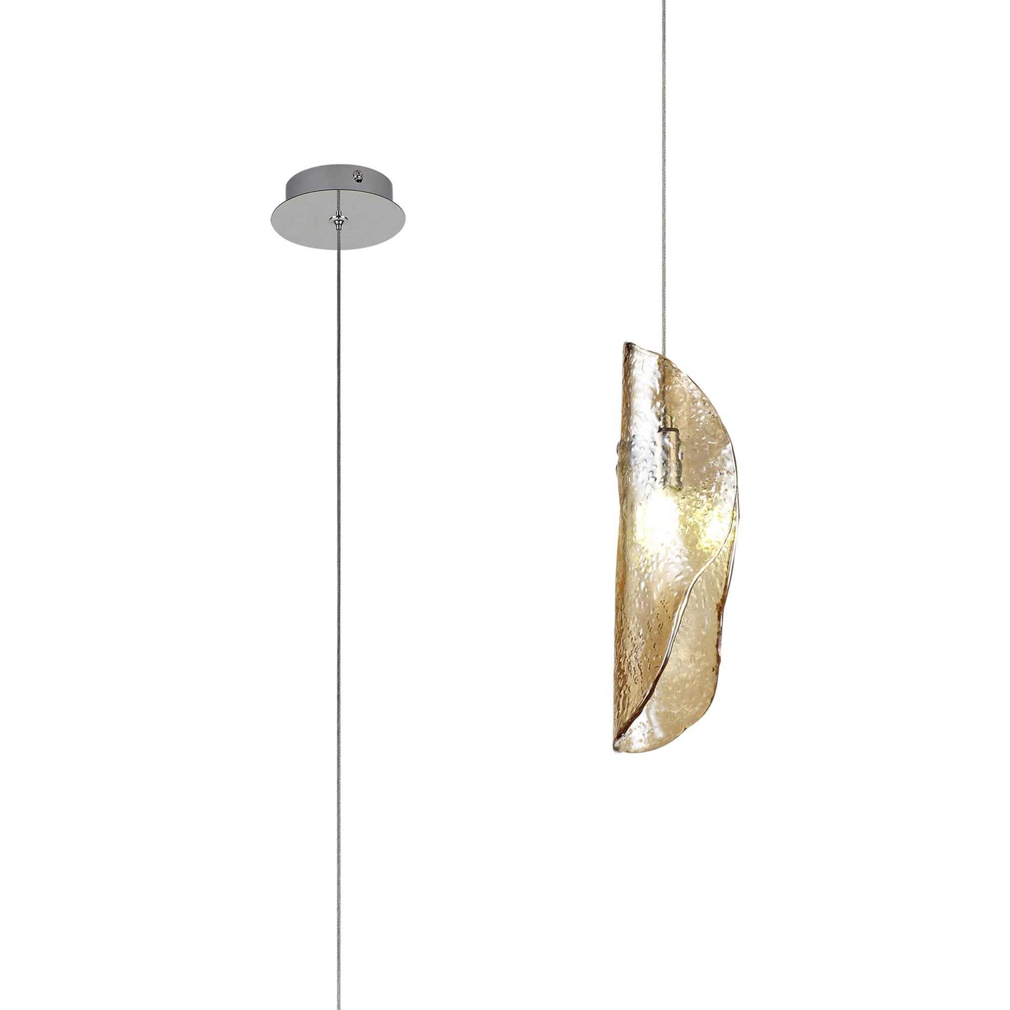 Fabula Chandos Single Pendant - Polished Chrome & Amber Glass