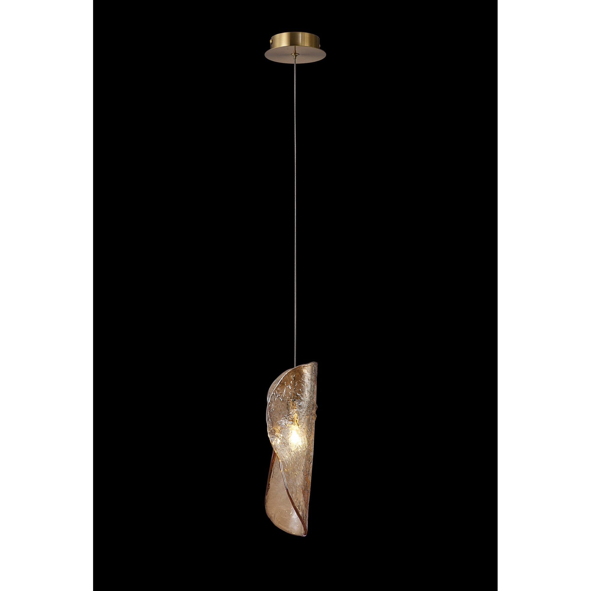 Fabula Treetops Single Pendant - Brass & Cognac Glass