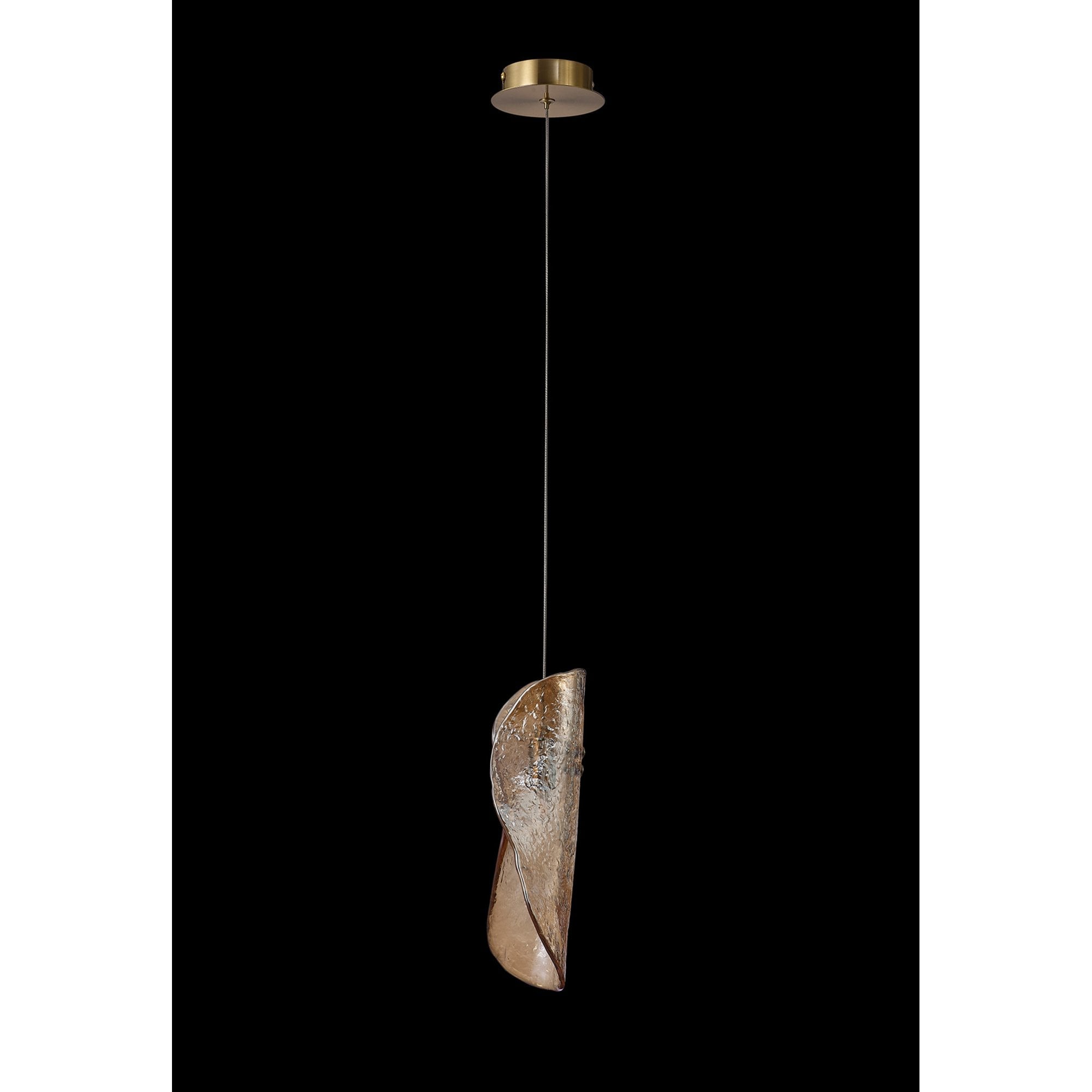Fabula Treetops Single Pendant - Brass & Cognac Glass