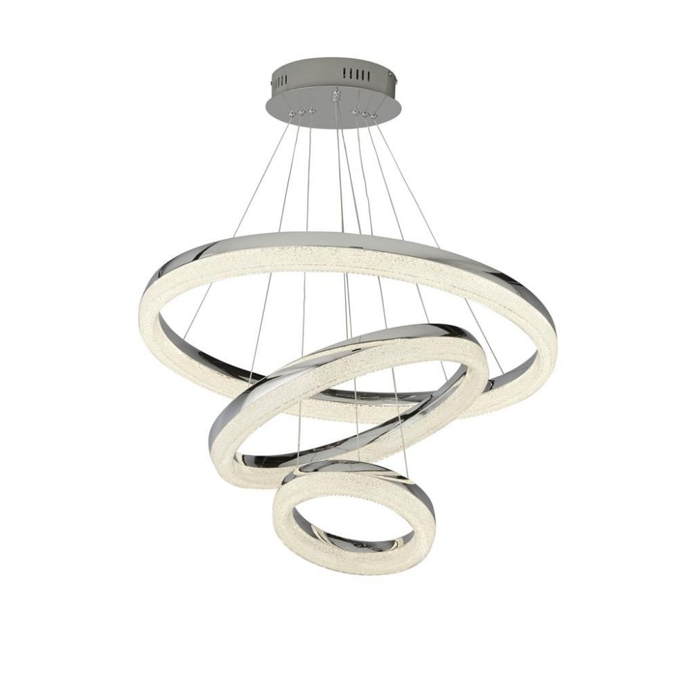 Searchlight Cirque 3 Light LED Ceiling Pendant - Chrome & Crushed Ice
