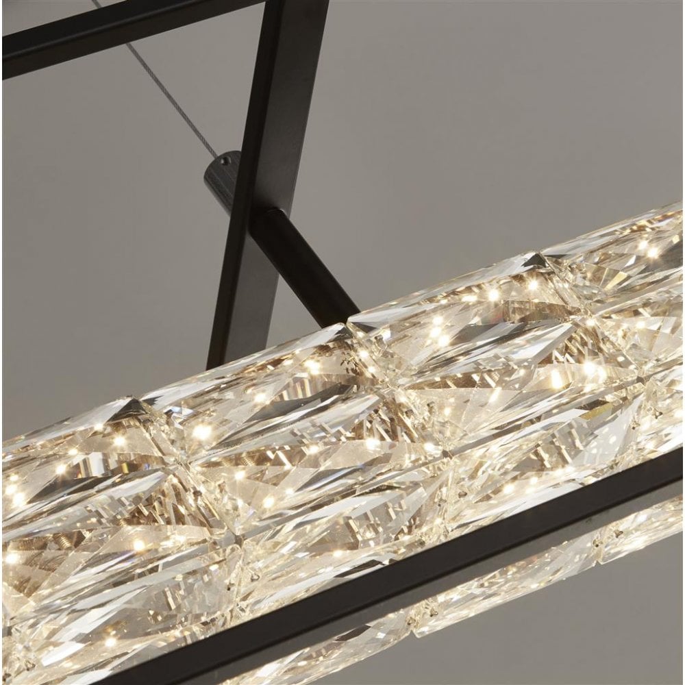 Searchlight Eden LED Pendant - Matt Black & Crystal