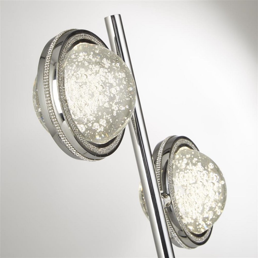 Searchlight Queensland 2 Light Table Lamp - Chrome & Bubble Glass