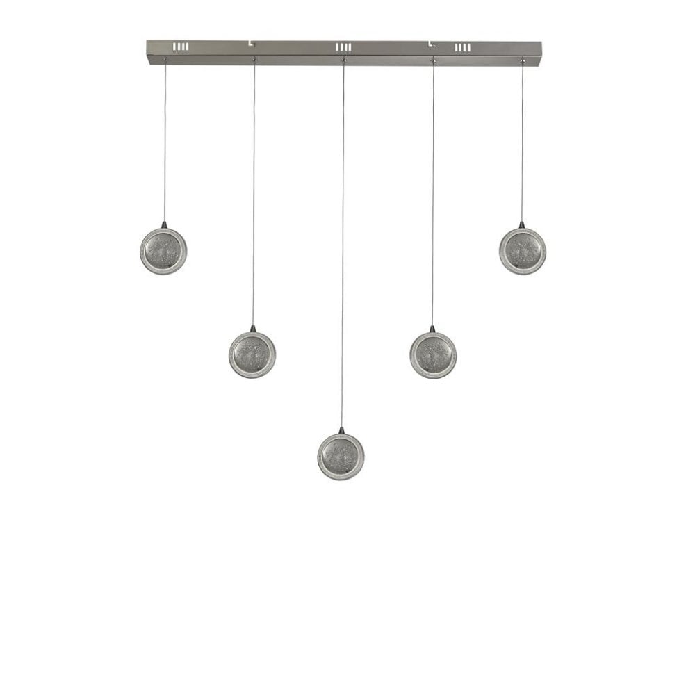 Searchlight Queensland 5 Light Bar Ceiling Pendant - Chrome & Bubble Glass