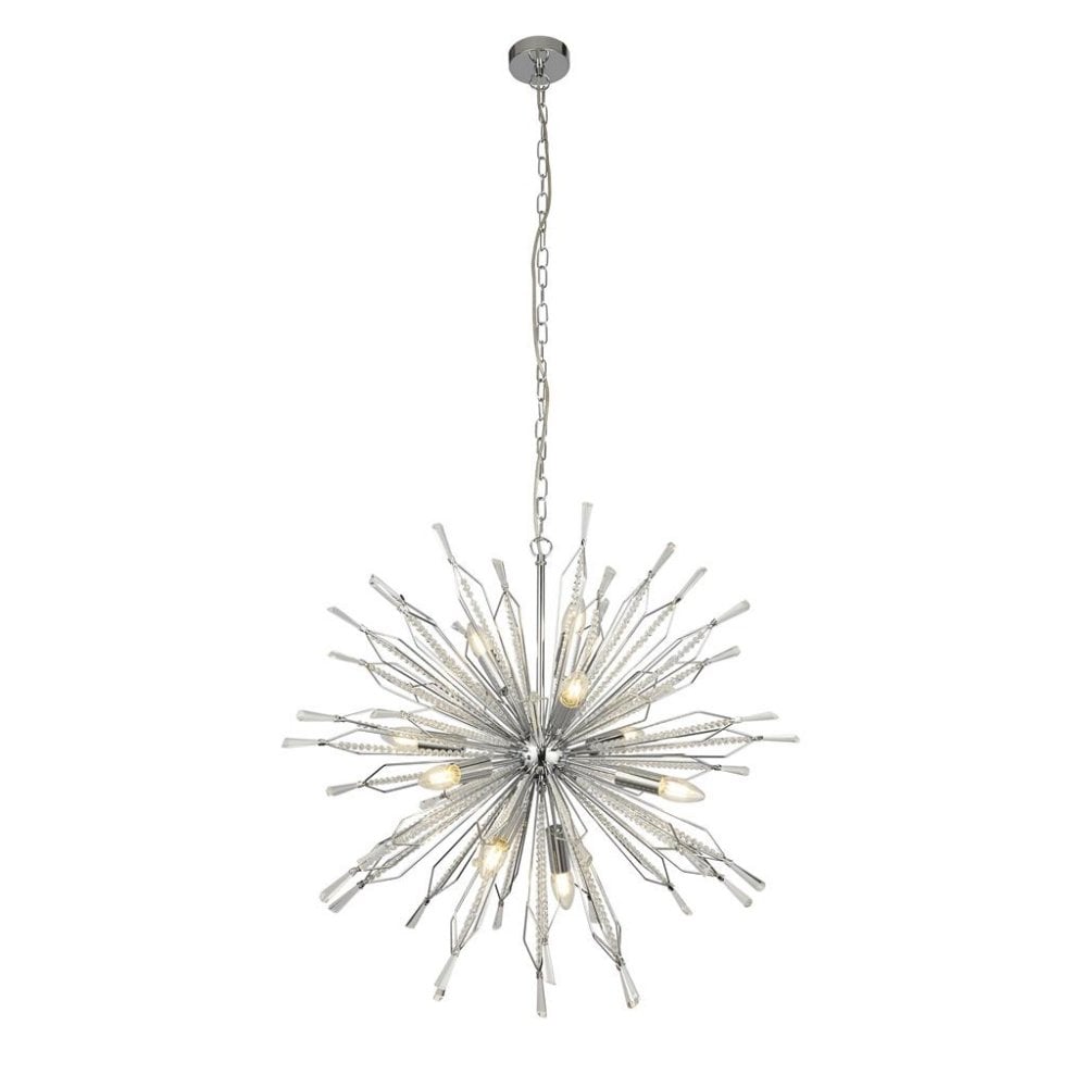 Searchlight St Albans 10 Light Ceiling Pendant - Chrome & Glass