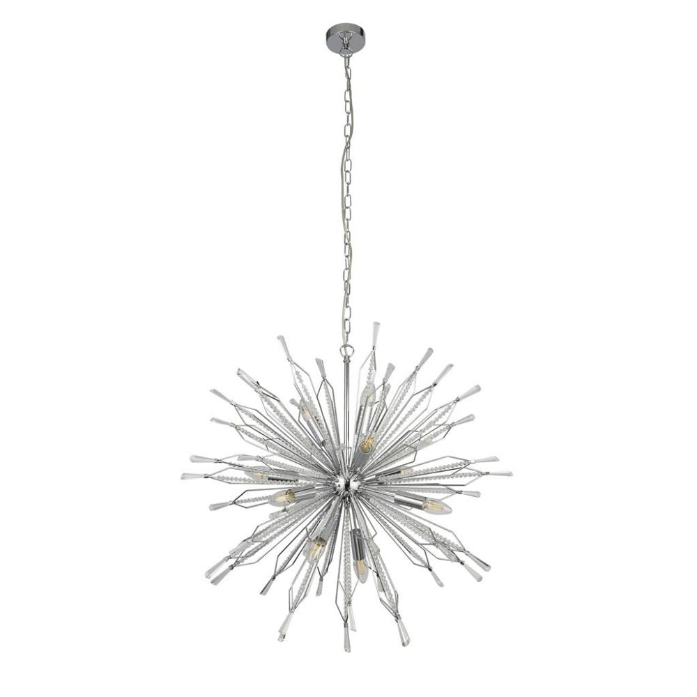 Searchlight St Albans 10 Light Ceiling Pendant - Chrome & Glass