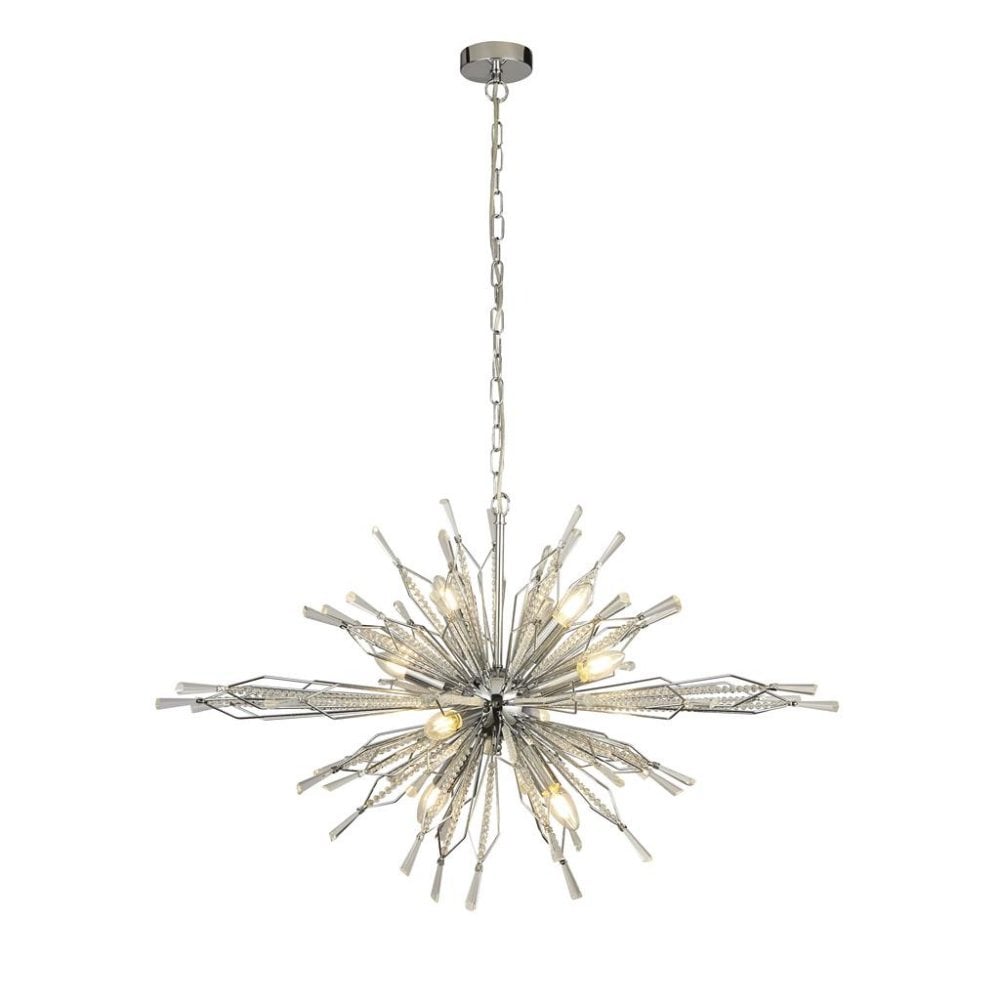 Searchlight St Albans 8 Light Ceiling Pendant - Chrome & Glass