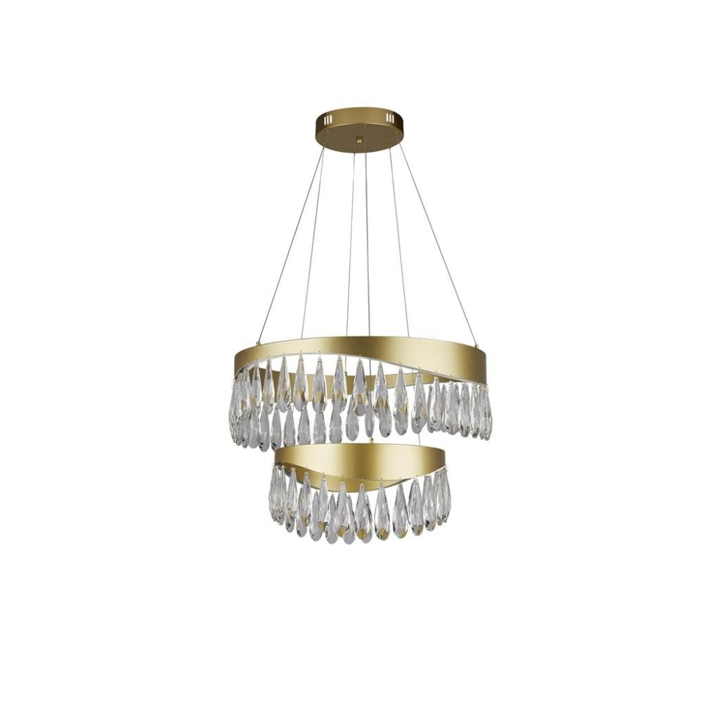 Searchlight Jacob LED 2 Tier Ceiling Pendant - Gold & Crystal