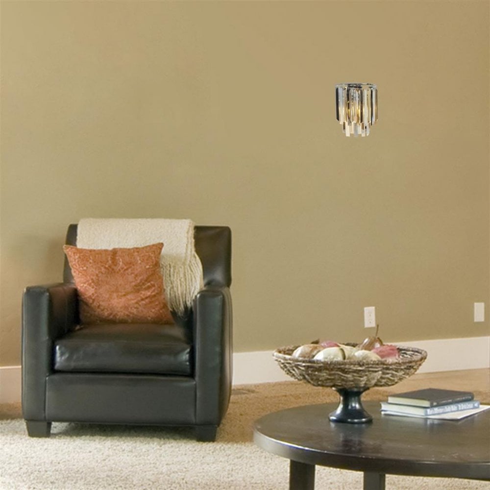 Searchlight Carlingford 2 Light Wall Light - Chrome & Glass Prisms