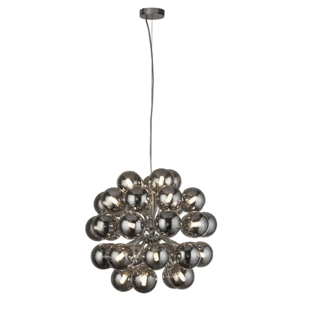 Searchlight Beau 27 Light Ceiling Pendant - Chrome & Smoked Glass