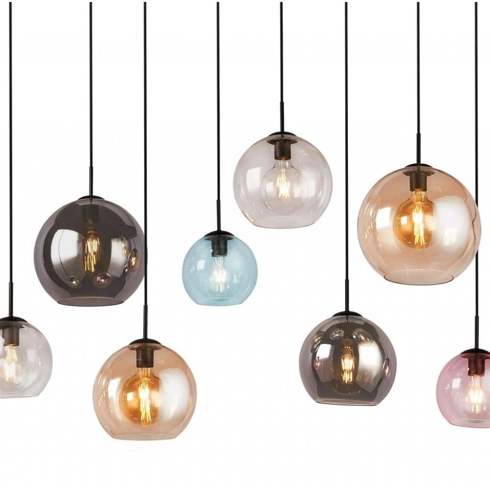 Searchlight Malwood II 8 Light Multi-Drop - Multi Coloured Glass Shades