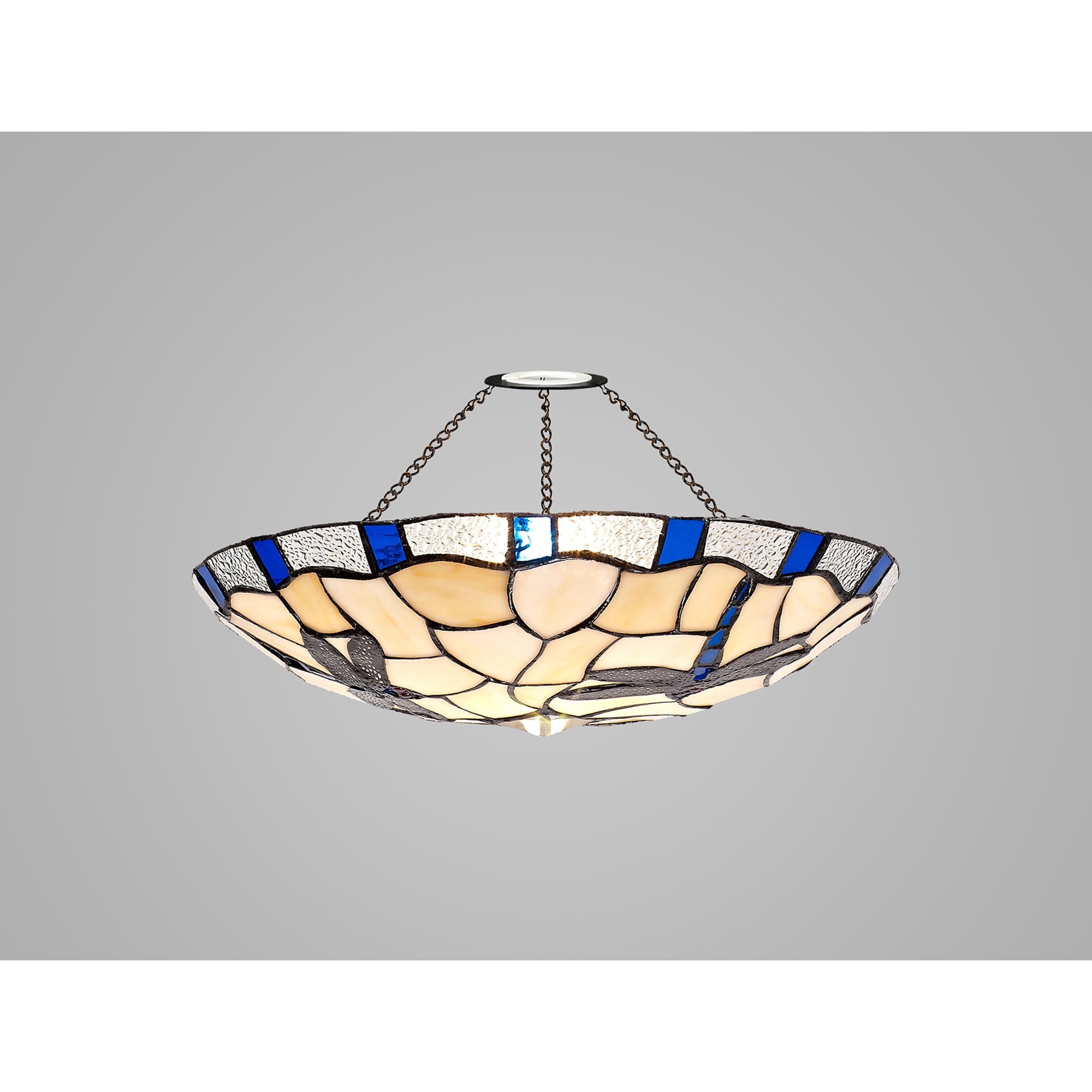 Fabula Mannock 35cm Tiffany Uplighter Shade - Rich Blue & Cream - Shade Only