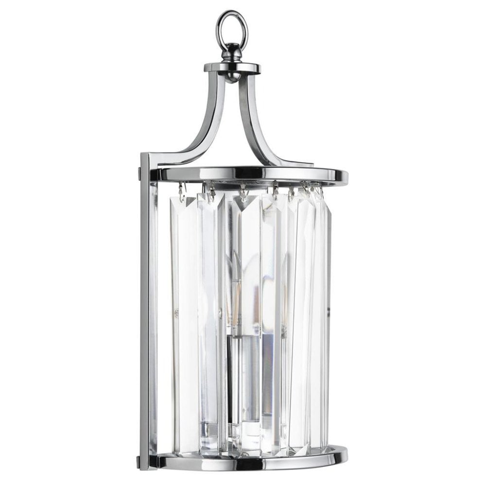 Searchlight Villier Wall Light - Chrome & Crystal Glass