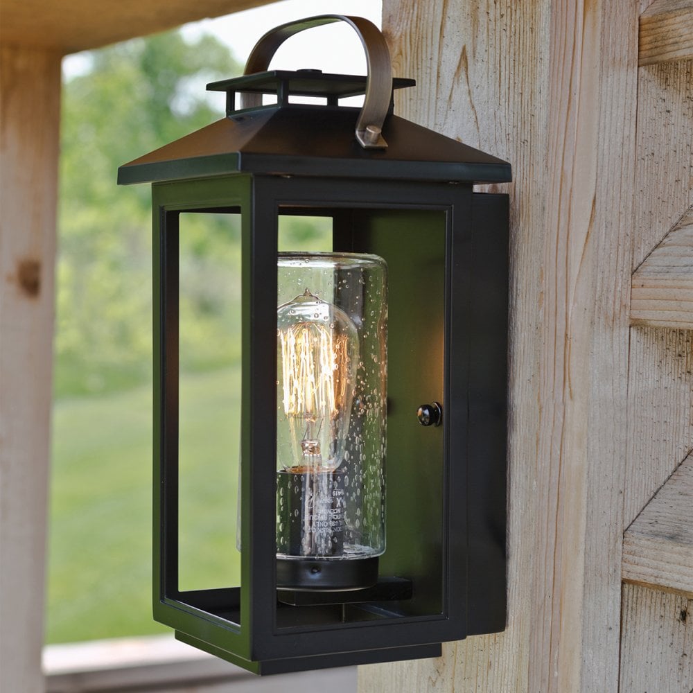 Quintiesse Atwater Single Small Wall Lantern - Black
