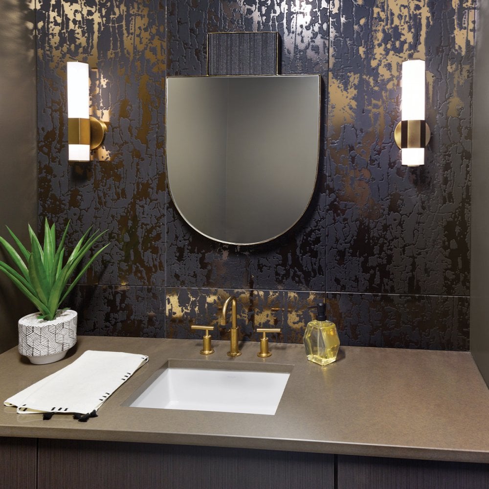 Quintiesse Facet Single LED Bathroom Wall Light - Heritage Brass