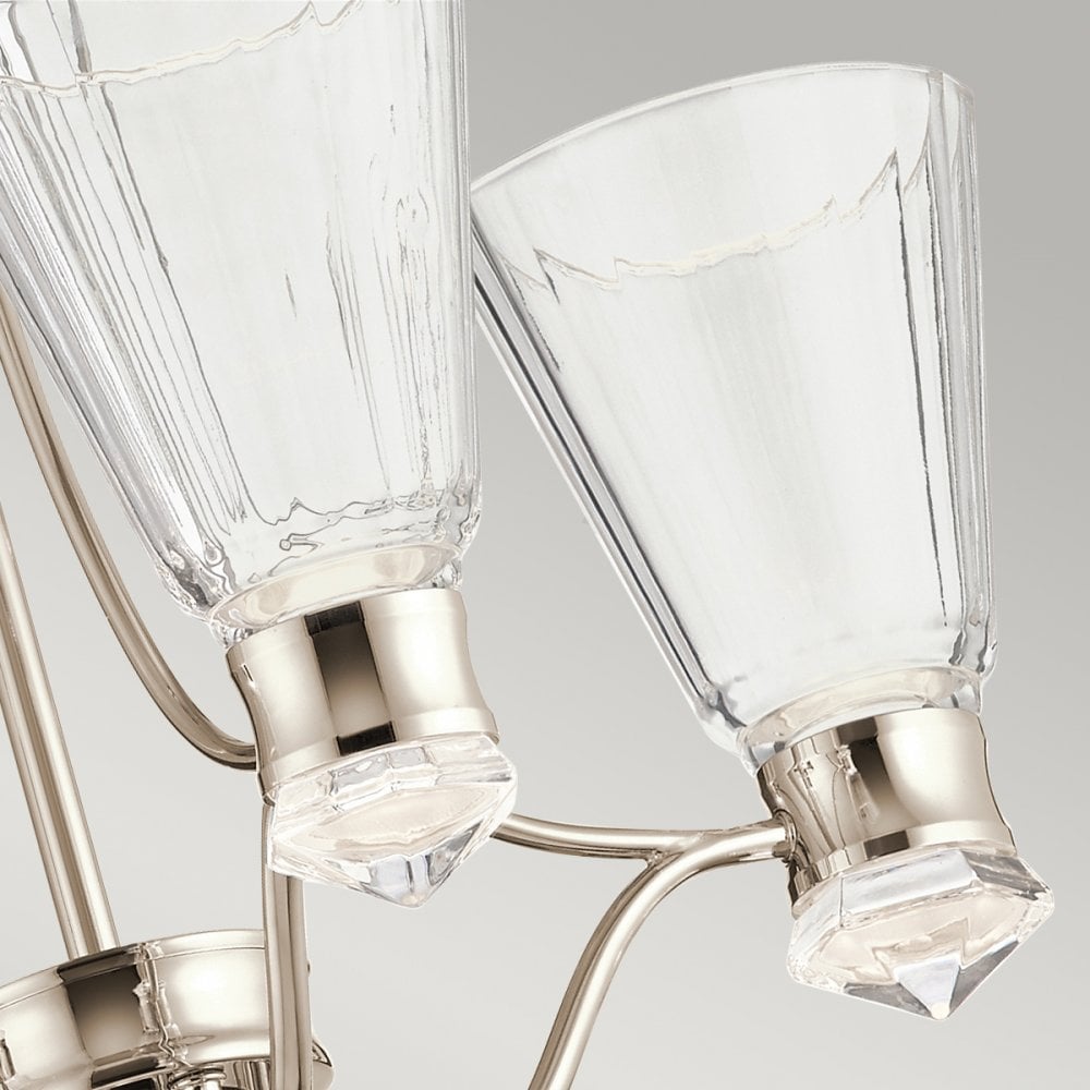 Quintiesse Kayva LED 9 Light 4 Arm Chandelier - Polished Nickel