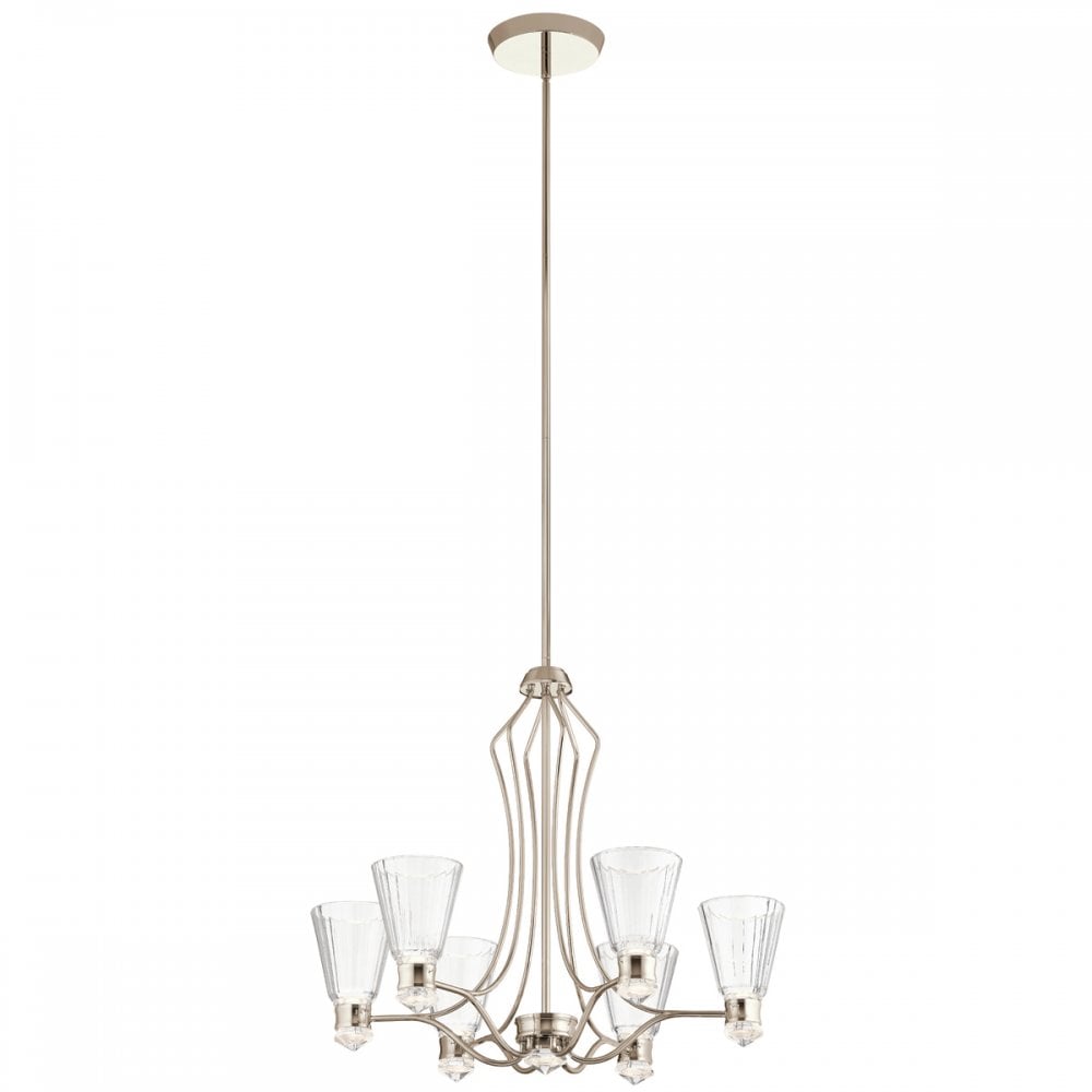 Quintiesse Kayva LED 13 Light 6 Arm Chandelier - Polished Nickel