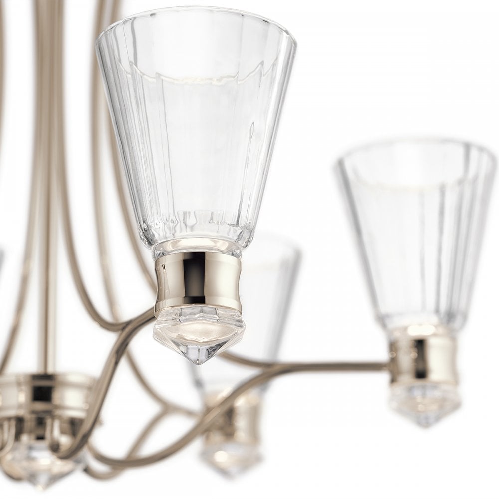Quintiesse Kayva LED 13 Light 6 Arm Chandelier - Polished Nickel