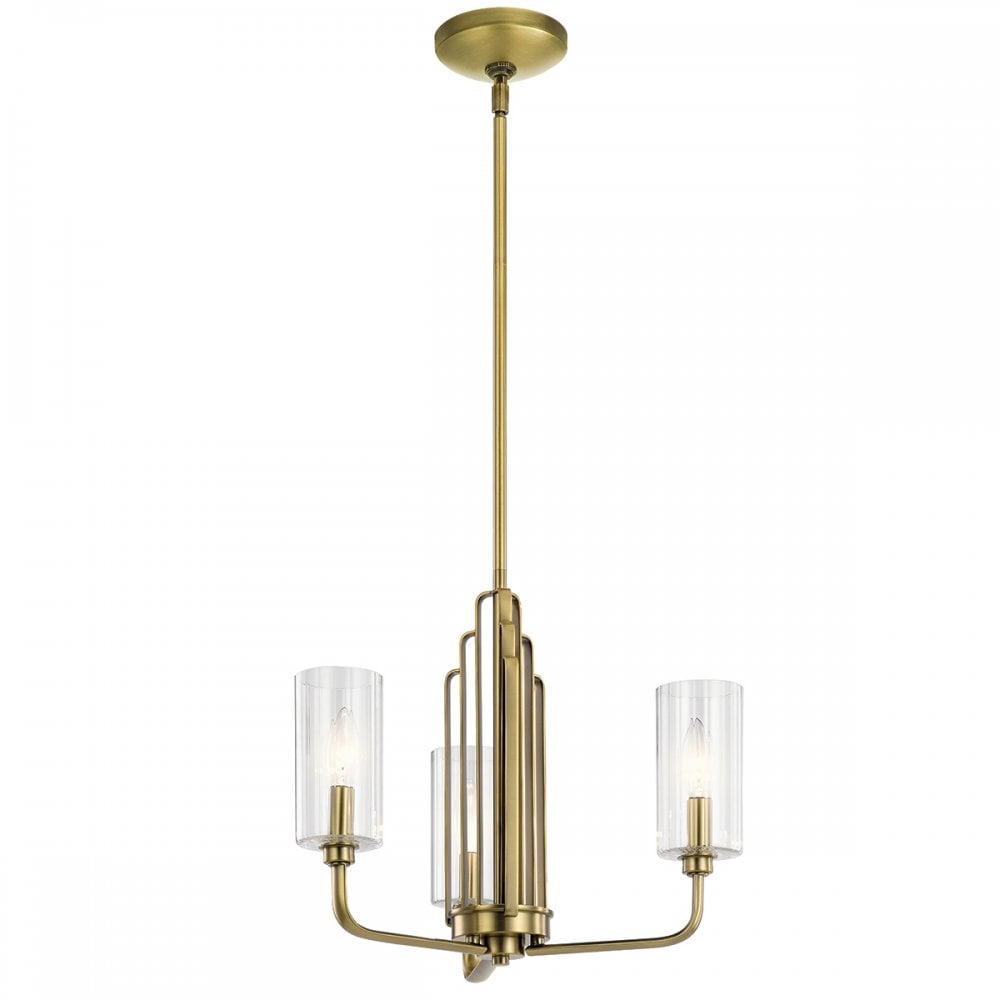 Quintiesse Kimrose 3 Light Chandelier - Brushed Natural Brass