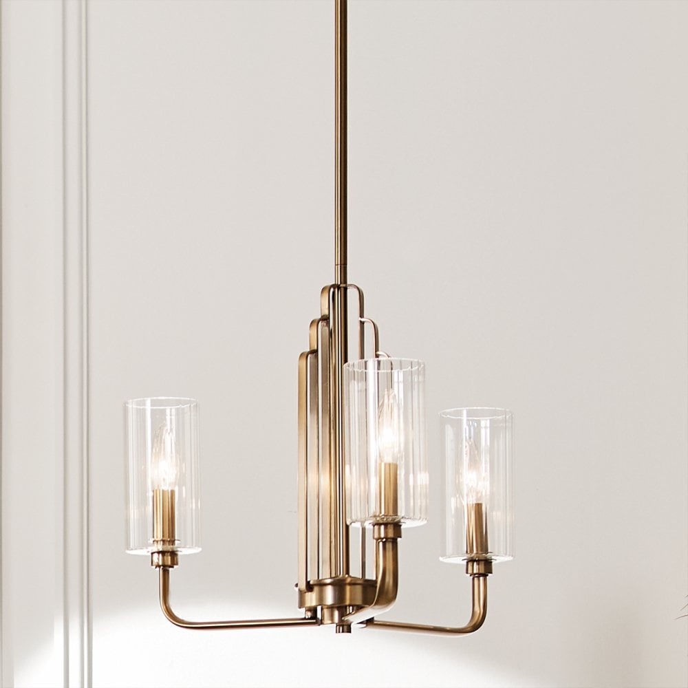 Quintiesse Kimrose 3 Light Chandelier - Brushed Natural Brass