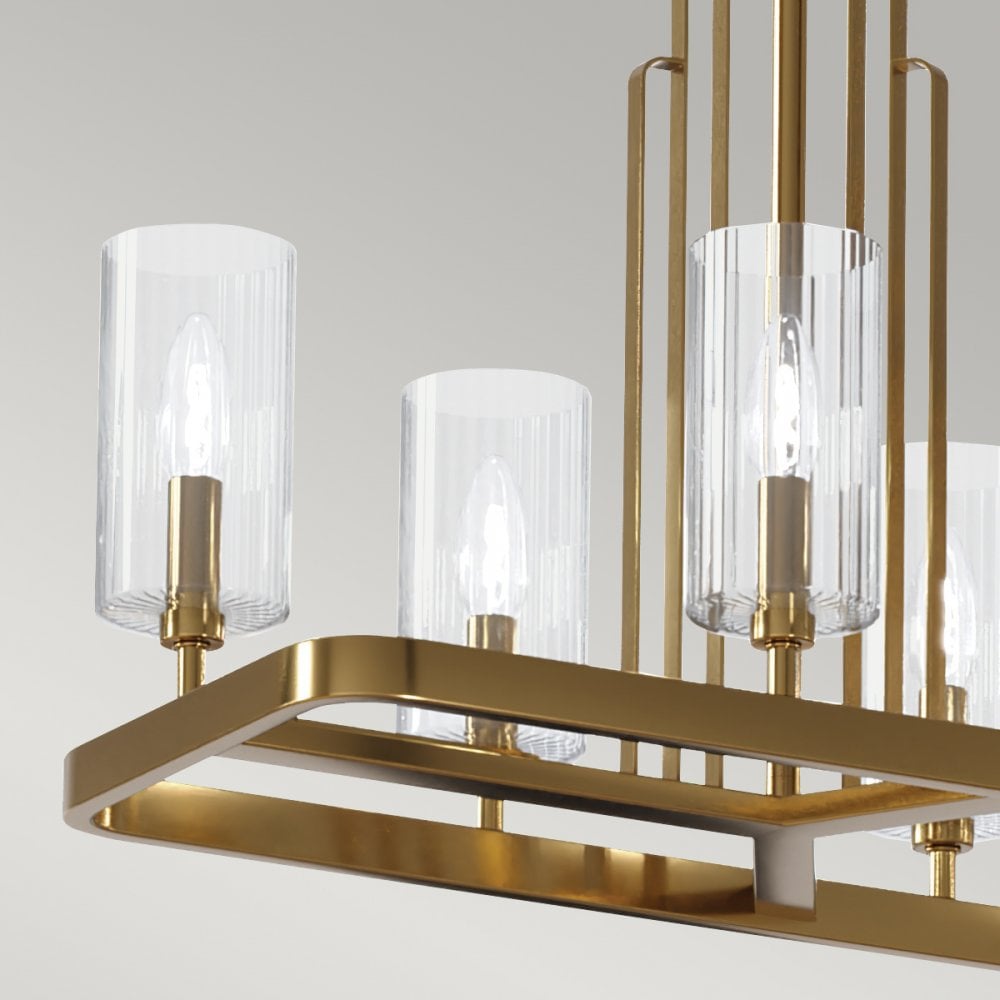 Quintiesse Kimrose 10 Light Linear Chandelier - Brushed Natural Brass