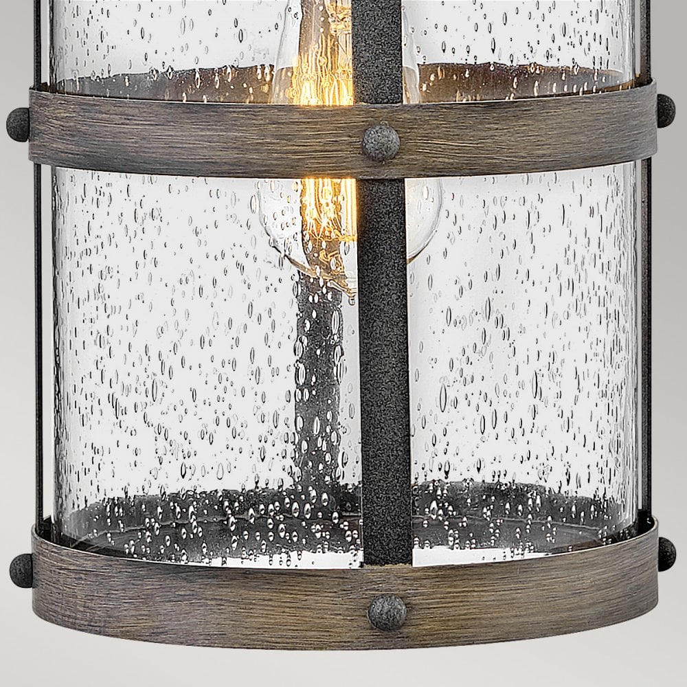 Quintiesse Lakehouse Single Medium Wall Lantern - Aged Zinc with Driftwood Grey