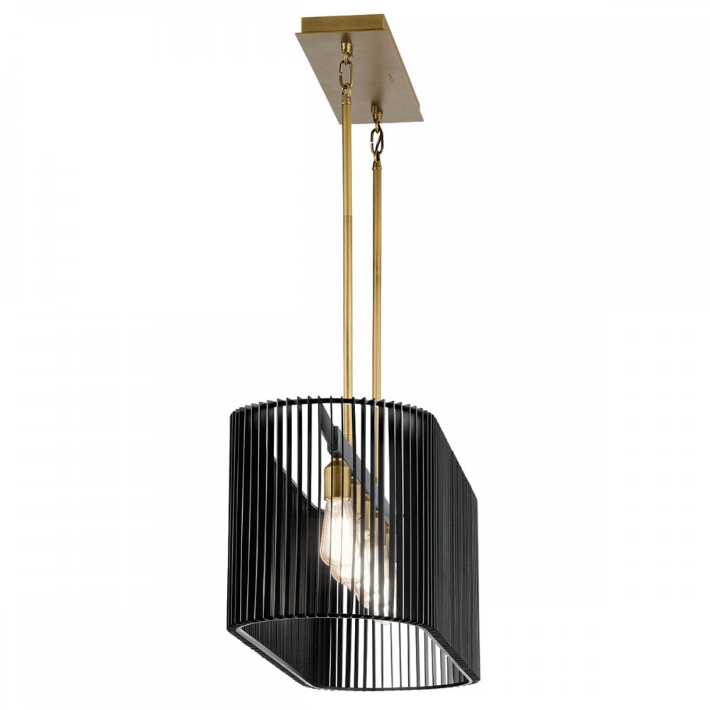 Quintiesse Linara 5 Light Linear Chandelier - Black & Natural Brass