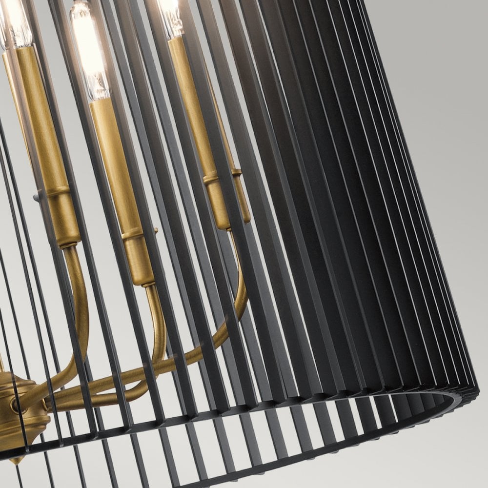 Quintiesse Linara 6 Light Chandelier / Pendant - Black & Natural Brass