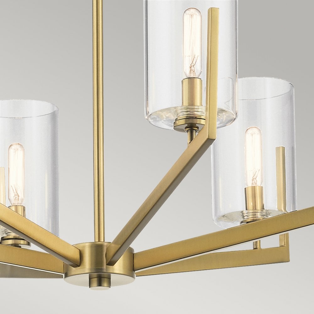 Quintiesse Nye 6 Light Chandelier - Brushed Natural Brass