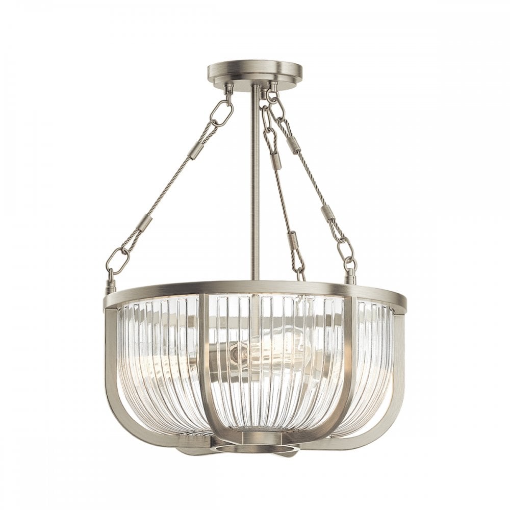 Quintiesse Roux 3 Light Pendant / Semi-Flush - Brushed Nickel