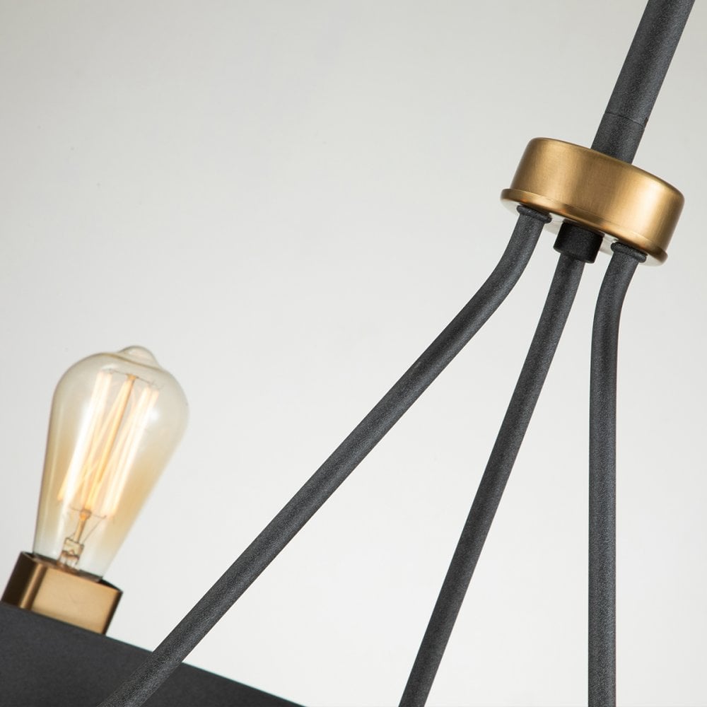 Quintiesse Silas 6 Light Pendant / Semi-Flush Fitting - Aged Zinc & Heritage Brass
