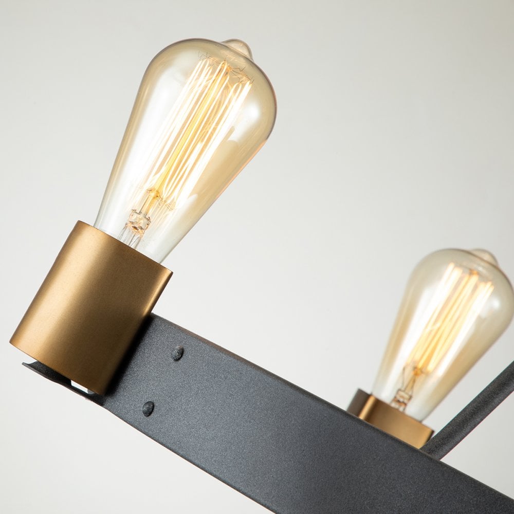 Quintiesse Silas 4 Light Pendant / Semi-Flush Fitting - Aged Zinc & Heritage Brass