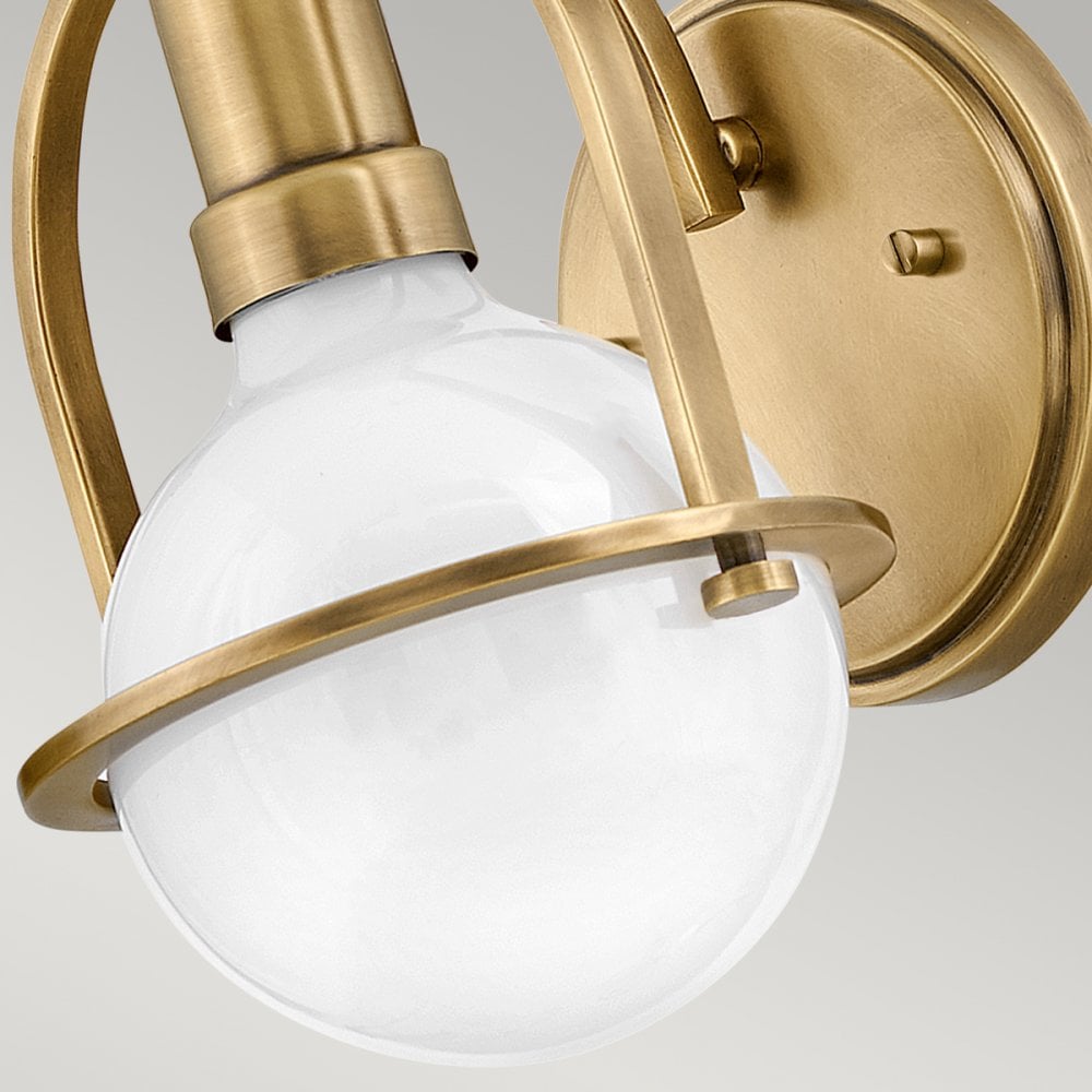 Quintiesse Somerset Single Wall Light - White Glass - Heritage Brass