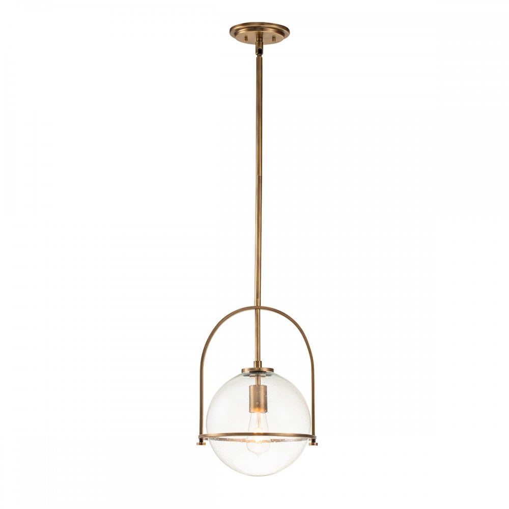 Quintiesse Somerset Single Medium Pendant - Clear - Heritage Brass