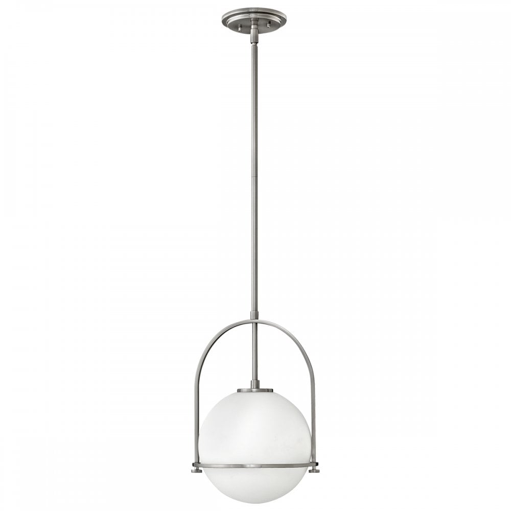 Quintiesse Somerset Single Medium Pendant - Opal - Brushed Nickel