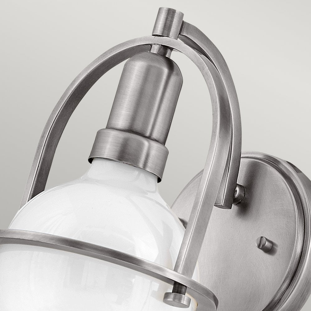 Quintiesse Somerset Single Wall Light - White Glass - Brushed Nickel